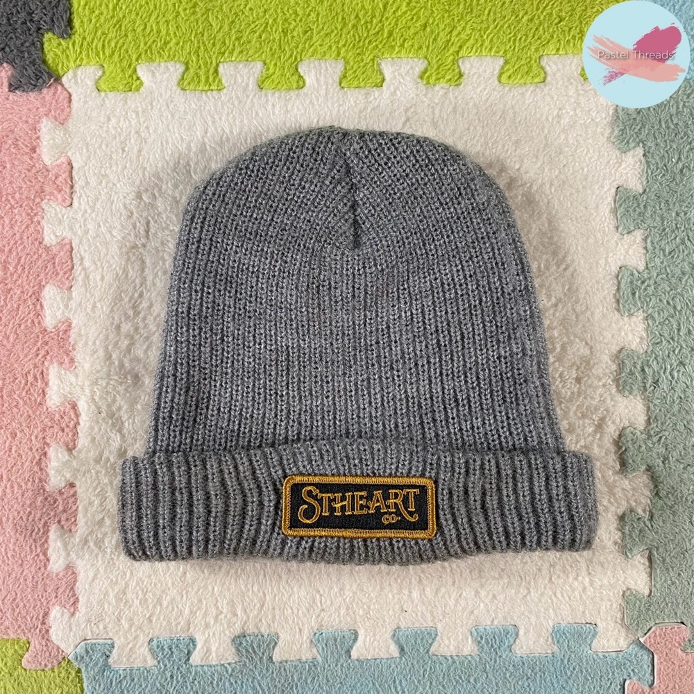 NWOT Vintage Stheart Patch Knitted Grey & Yellow Beanie 2007